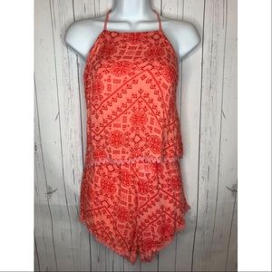 Guess Evanee Crochet Size XS Coral Romper